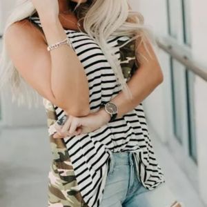 🆕 Cute Camo & stripe tunic length tank top